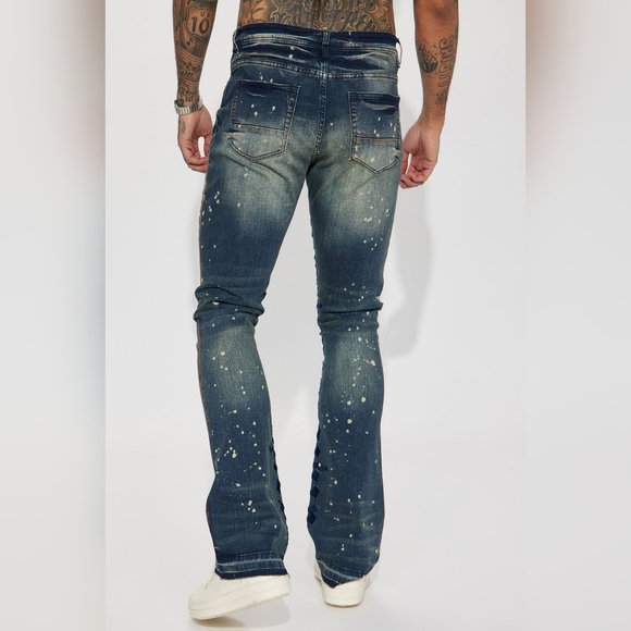 Ruthless Embroidered Stacked Skinny Flare Jeans - Vintage Blue - Picture 2 of 7